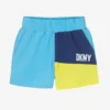 DKNY Boys Blue Colourblock Swim Shorts