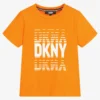DKNY Boys Orange Cotton Logo T-Shirt