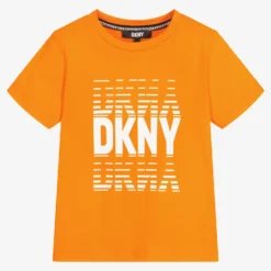 DKNY Boys Orange Cotton Logo T-Shirt