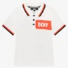 DKNY Boys White Cotton Jersey Polo Shirt
