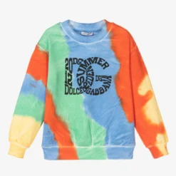 Dolce & Gabbana Blue Cotton Tie-Dye Sweatshirt