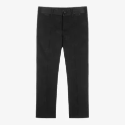 Dolce & Gabbana Boys Black Wool DG Jacquard Trousers