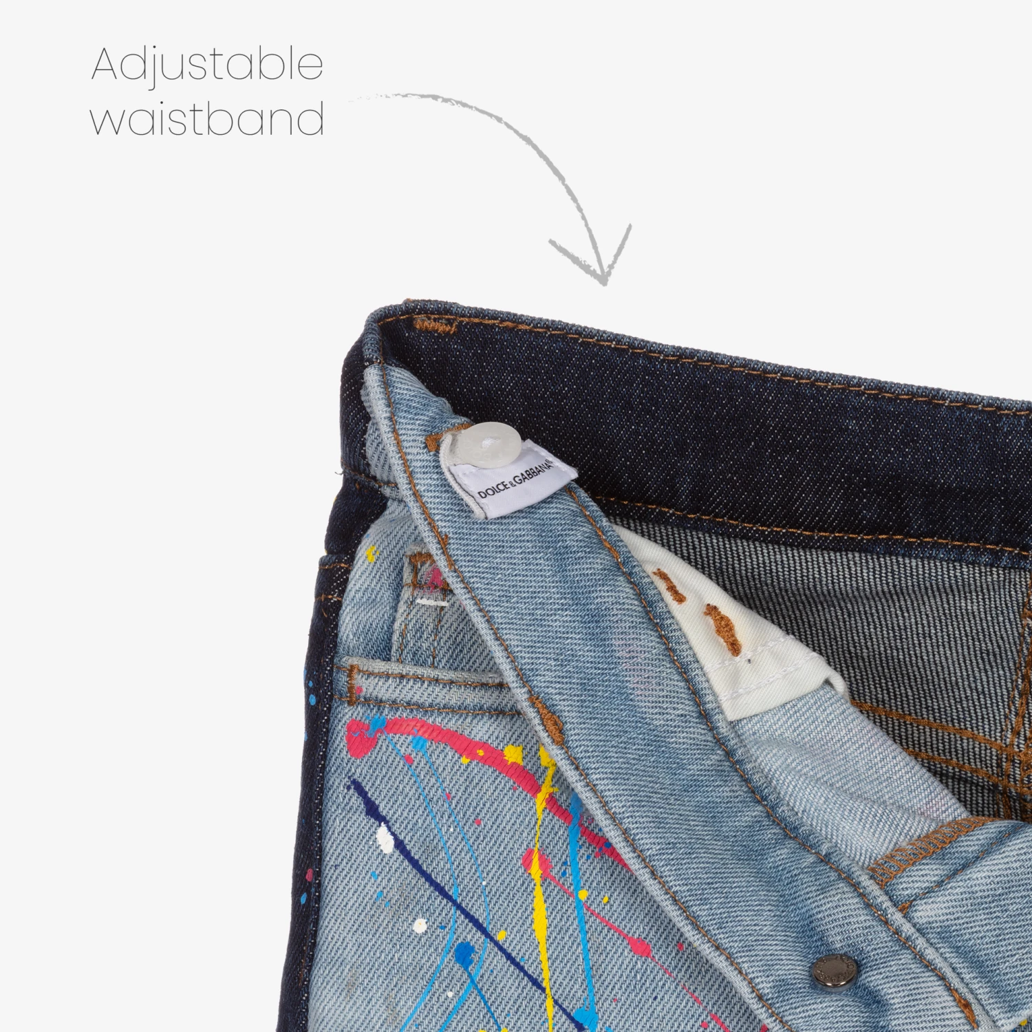 Dolce & Gabbana Boys Blue Colour Splash Jeans 3 Dolce & Gabbana Boys Blue Colour Splash Jeans - Image 3