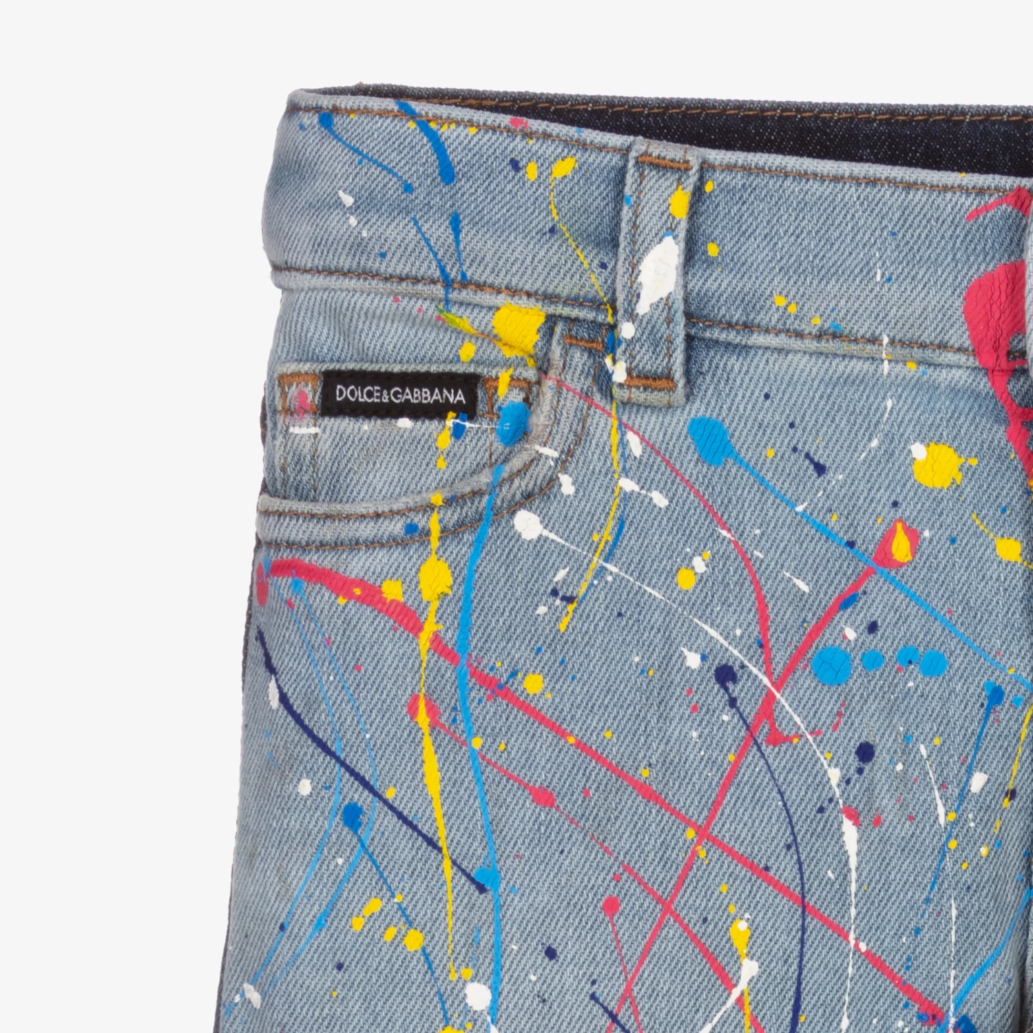 Dolce & Gabbana Boys Blue Colour Splash Jeans 4 Dolce & Gabbana Boys Blue Colour Splash Jeans - Image 4