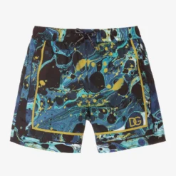 Dolce & Gabbana Boys Blue Marble Swim Shorts