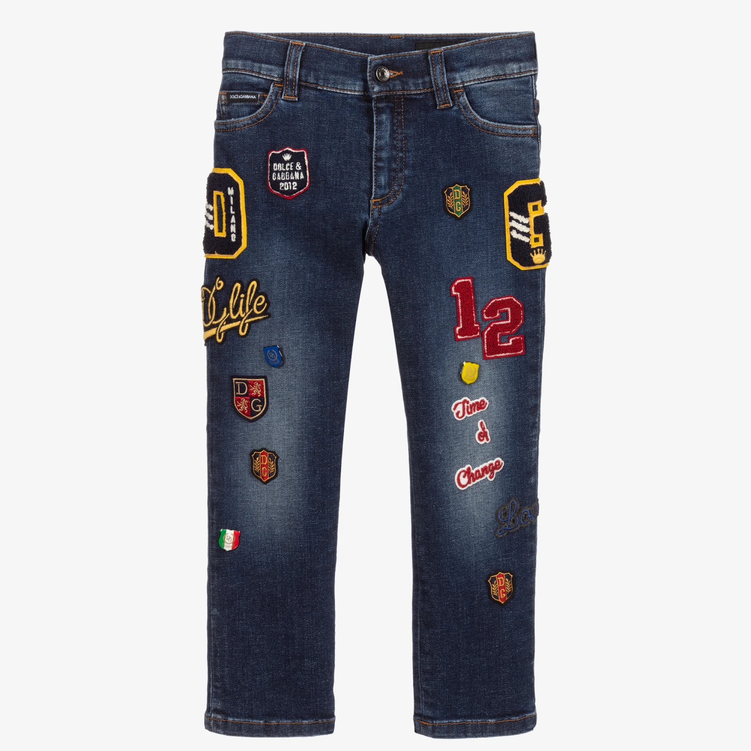 Dolce & Gabbana Boys Blue Patch Jeans 1 Dolce & Gabbana Boys Blue Patch Jeans