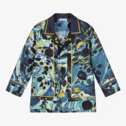 Dolce & Gabbana Boys Blue Silk Marble Shirt