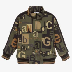 Dolce & Gabbana Boys Green Logo Zip-Up Top