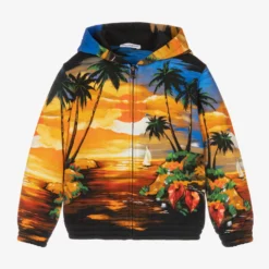 Dolce & Gabbana Boys Orange & Blue Hawaii Zip-Up Top
