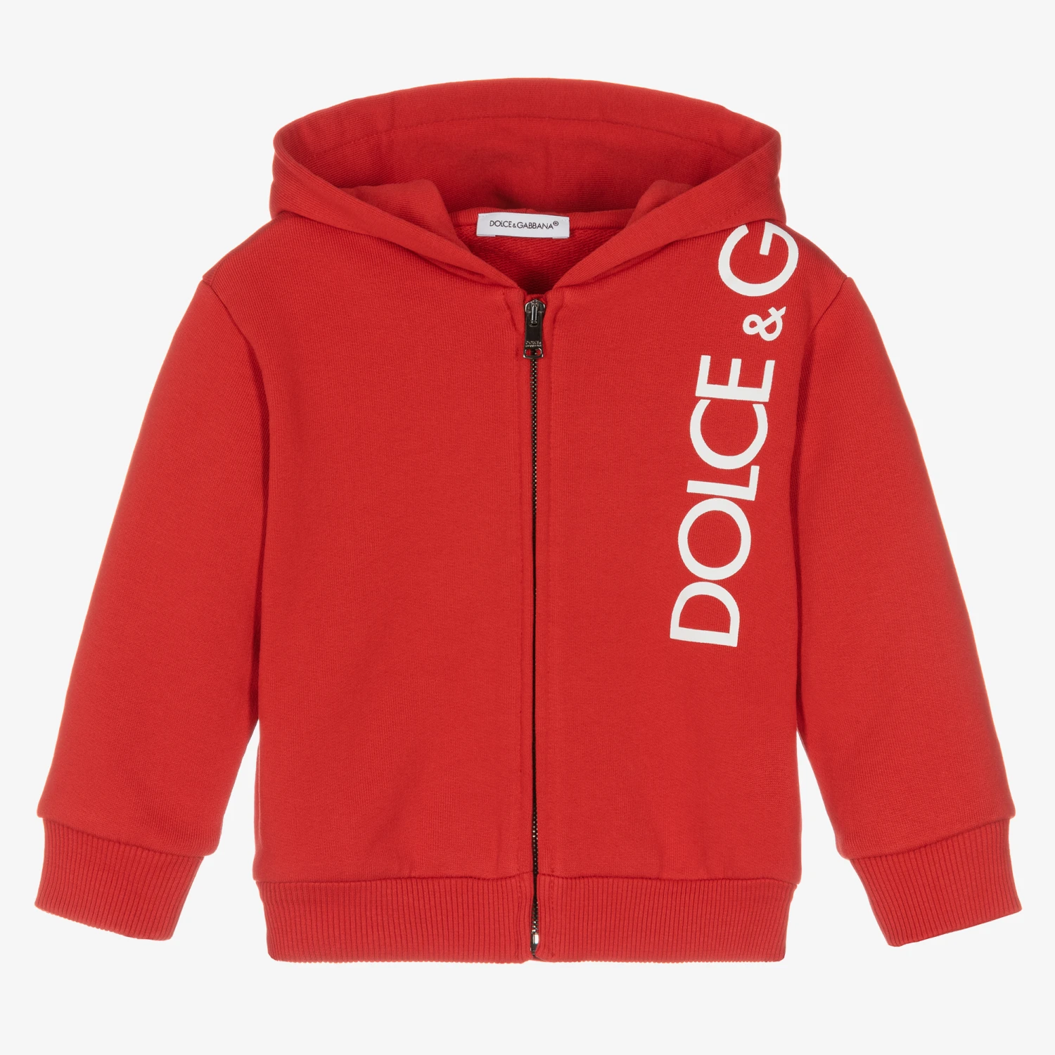 Dolce & Gabbana Boys Red & White Logo Zip-Up Hoodie 1 Dolce & Gabbana Boys Red & White Logo Zip-Up Hoodie