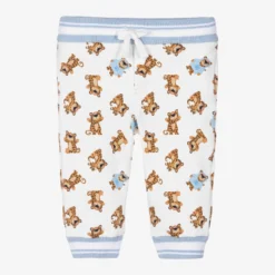 Dolce & Gabbana Boys White Cotton Leopard Joggers