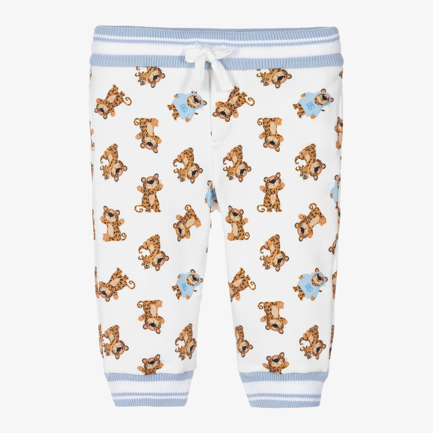 Dolce & Gabbana Boys White Cotton Leopard Joggers 1 Dolce & Gabbana Boys White Cotton Leopard Joggers