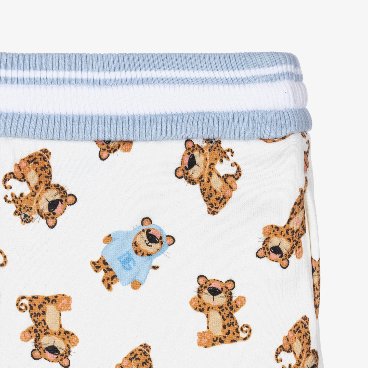 Dolce & Gabbana Boys White Cotton Leopard Joggers 3 Dolce & Gabbana Boys White Cotton Leopard Joggers - Image 3