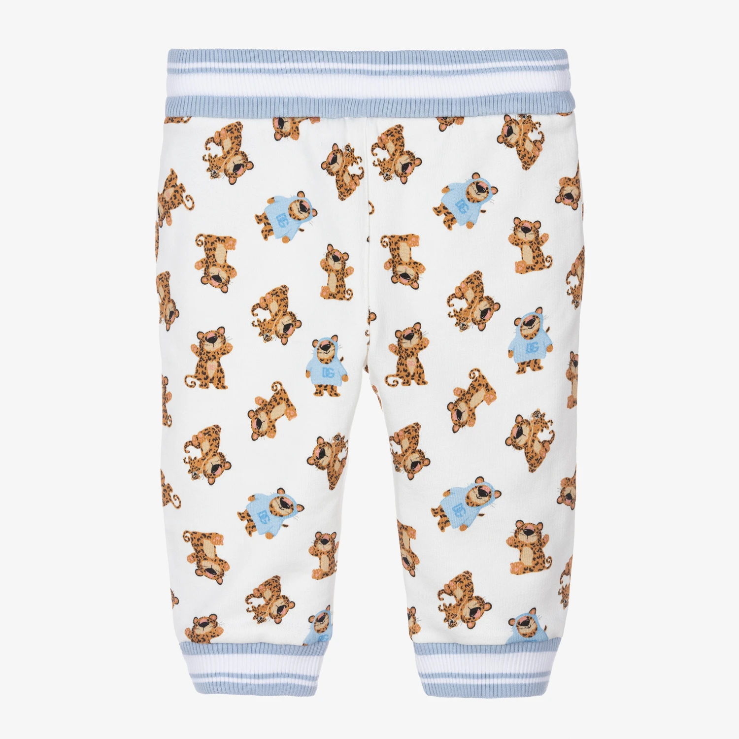 Dolce & Gabbana Boys White Cotton Leopard Joggers 2 Dolce & Gabbana Boys White Cotton Leopard Joggers - Image 2