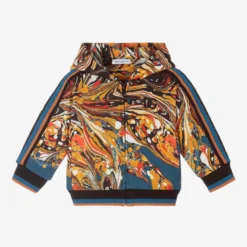 Dolce & Gabbana Petrol Blue Marble Zip-Up Top