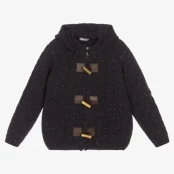 Dr. Kid Blue Wool Knit Zip-Up Cardigan