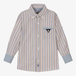 Dr. Kid Boys Beige & Blue Stripe Cotton Shirt -Outlet Little Gents Set Store dr kid boys beige blue stripe cotton shirt 537934 d04da2172d5f8d09197421b92b104829b90d73fb