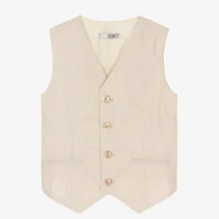Dr. Kid Boys Beige Pinstripe Waistcoat