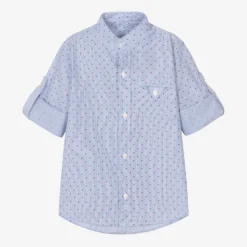 Dr. Kid Boys Blue And White Stripe Cotton Shirt