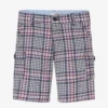 Dr. Kid Boys Blue Checked Cotton Shorts