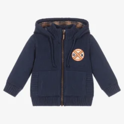 Dr. Kid Boys Blue Knit Zip-Up Hoodie