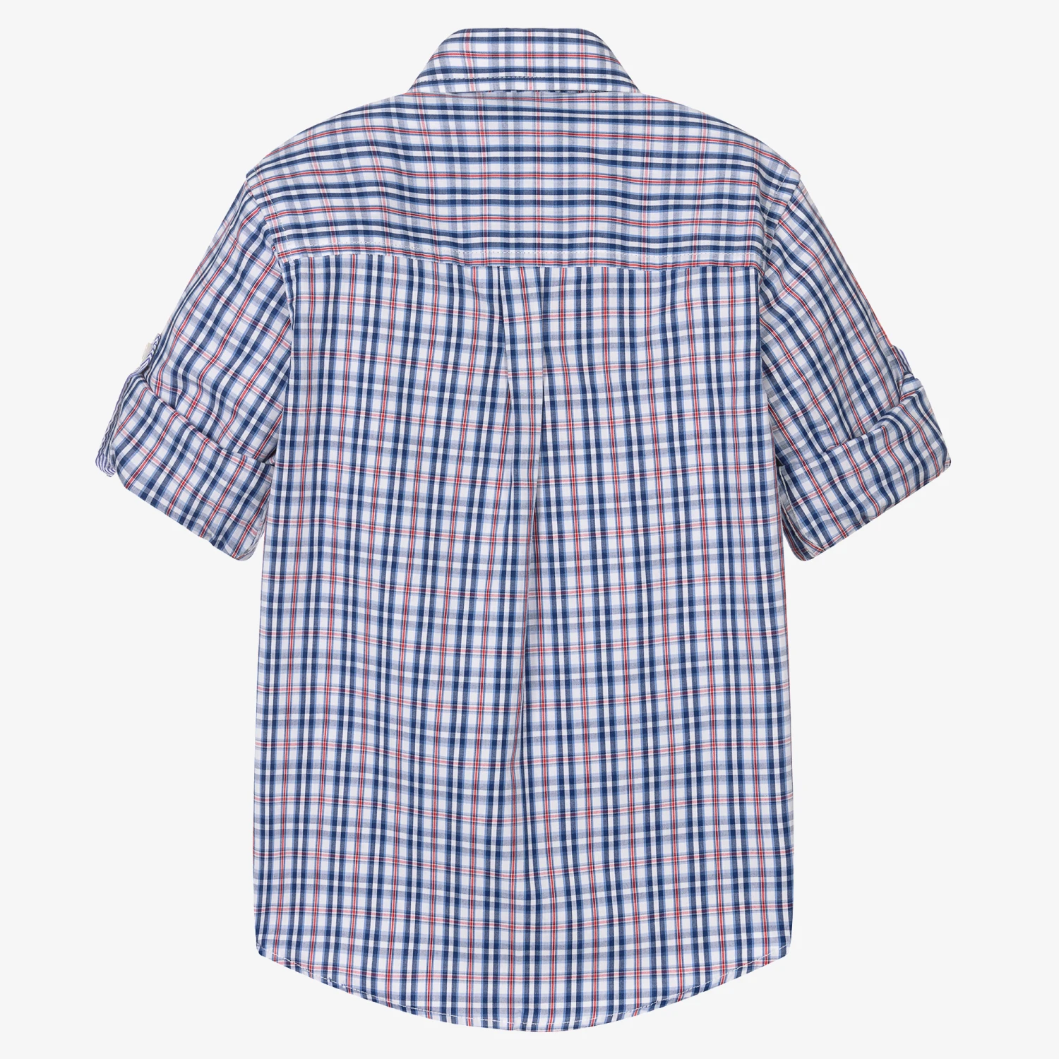 Dr. Kid Boys Blue & Red Check Cotton Shirt 2 Dr. Kid Boys Blue & Red Check Cotton Shirt - Image 2