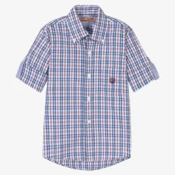 Dr. Kid Boys Blue & Red Check Cotton Shirt