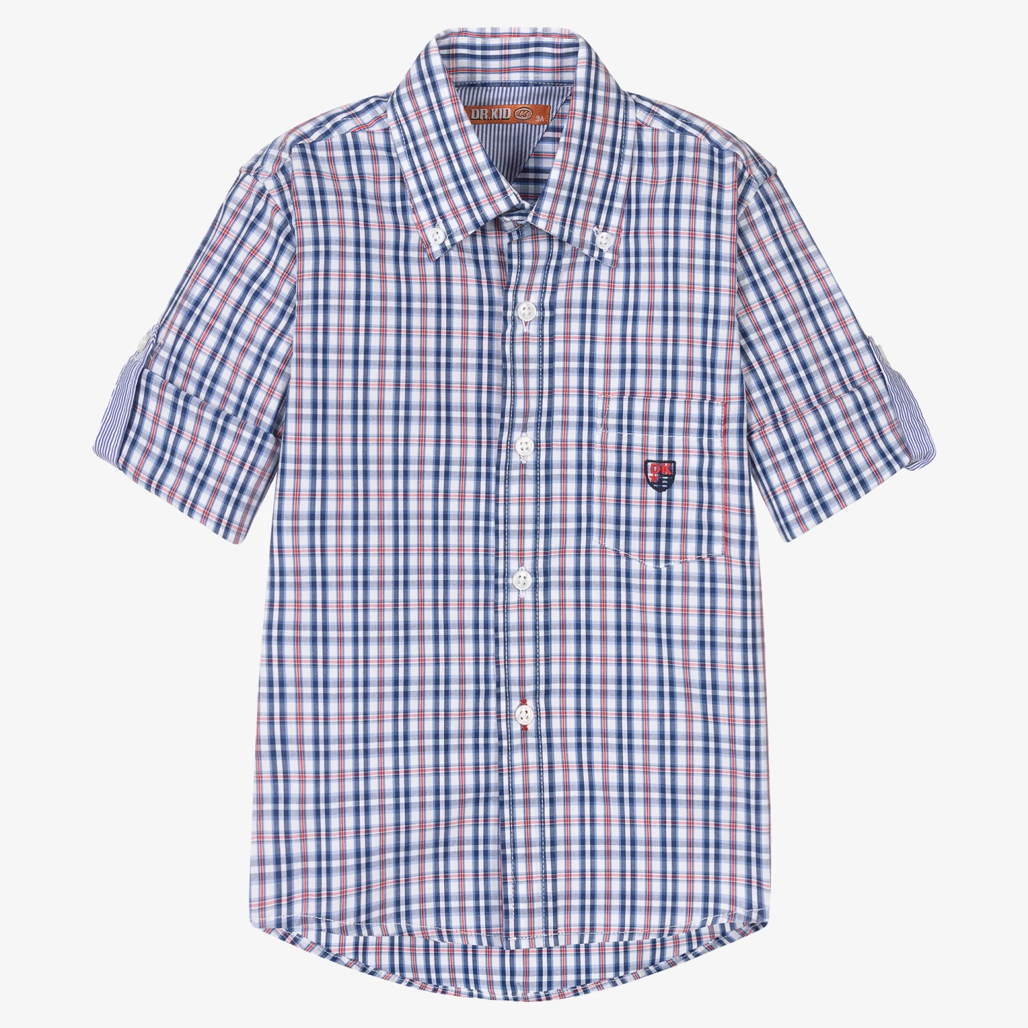 Dr. Kid Boys Blue & Red Check Cotton Shirt 1 Dr. Kid Boys Blue & Red Check Cotton Shirt