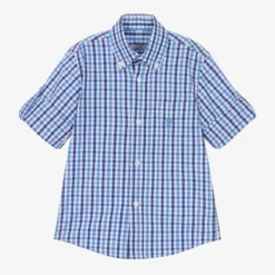 Dr. Kid Boys Blue & White Cotton Check Shirt