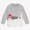 Dr. Kid Boys Grey Snowman Sweater