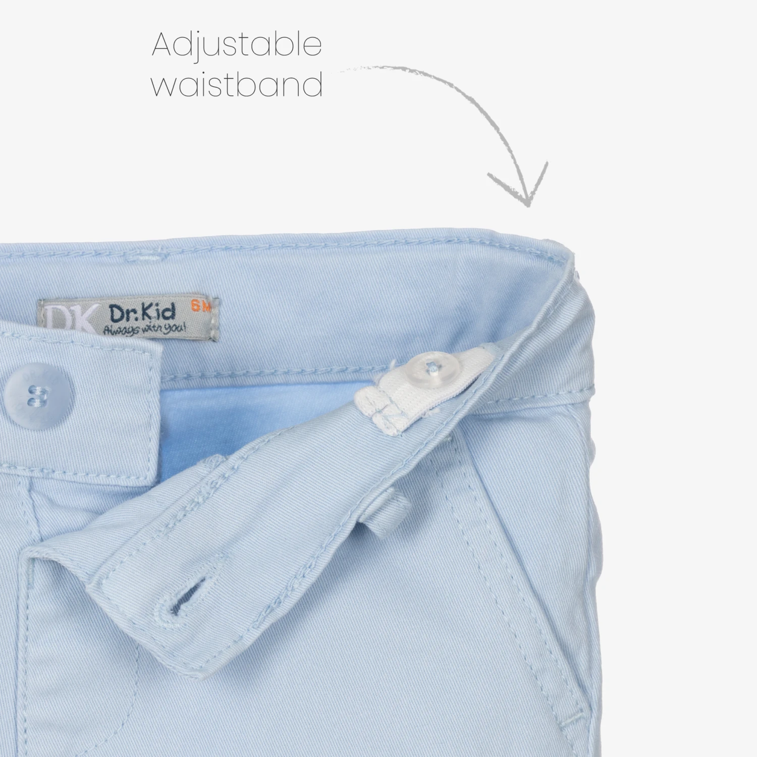 Dr. Kid Boys Light Blue Cotton Twill Shorts 3 Dr. Kid Boys Light Blue Cotton Twill Shorts - Image 3