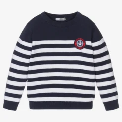 Dr. Kid Boys Navy Blue & White Knitted Sweater