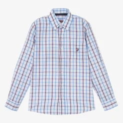 Dr. Kid Boys White & Blue Cotton Check Shirt