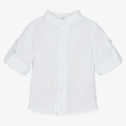 Dr. Kid Boys White Cotton & Linen Shirt
