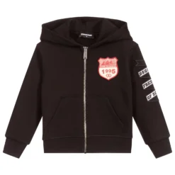 Dsquared2 Boys Black Cotton Zip-Up Top