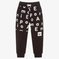 Emporio Armani Black Cotton Logo Joggers