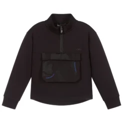 Emporio Armani Black Embroidered Zip-Up Top