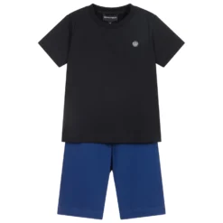 Emporio Armani Black & Royal Blue Shorts Set