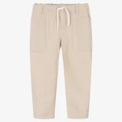 Emporio Armani Boys Beige Cotton & Linen Trousers