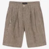 Emporio Armani Boys Beige Striped Linen Shorts