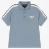 Emporio Armani Boys Blue Cotton Eagle Logo Polo Shirt