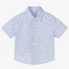 Emporio Armani Boys Blue Cotton Eagle Shirt