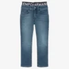 Emporio Armani Boys Blue Denim Logo Waist Insert Jeans