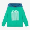 Emporio Armani Boys Blue & Green Colourblock Hoodie