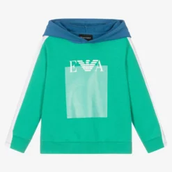 Emporio Armani Boys Blue & Green Colourblock Hoodie