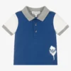 Emporio Armani Boys Blue & Grey Colourblock Polo Shirt