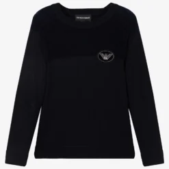 Emporio Armani Boys Blue Knitted Wool Sweater
