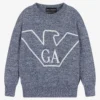 Emporio Armani Boys Blue Logo Cotton Sweater