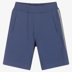 Emporio Armani Boys Blue Logo Tape Shorts