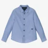 Emporio Armani Boys Blue Stripe Logo Shirt